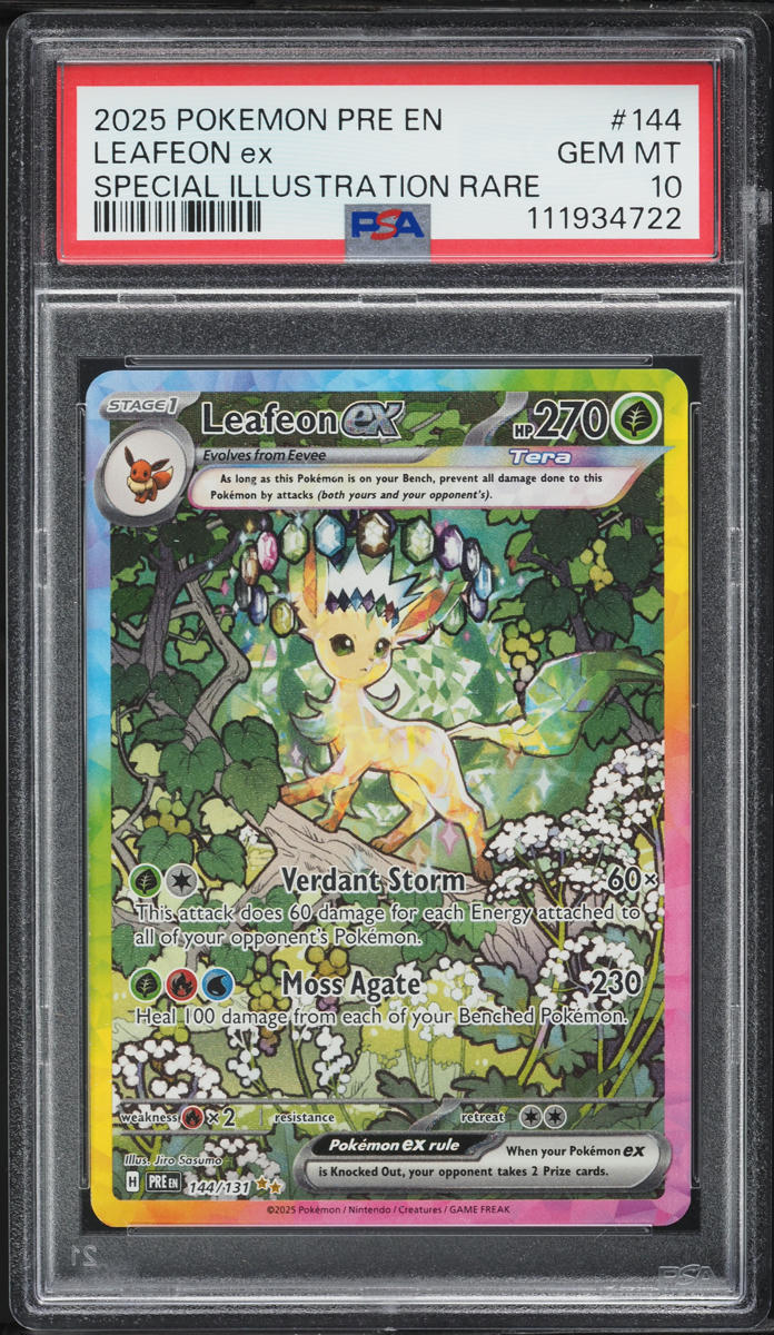 2025 Pokemon SV Prismatic Evolutions SIR Leafeon ex #144 PSA 10 GEM MINT