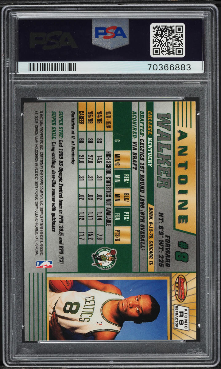 1996 Bowman's Best Atomic Refractor Antoine Walker ROOKIE #R6 PSA 9 MINT