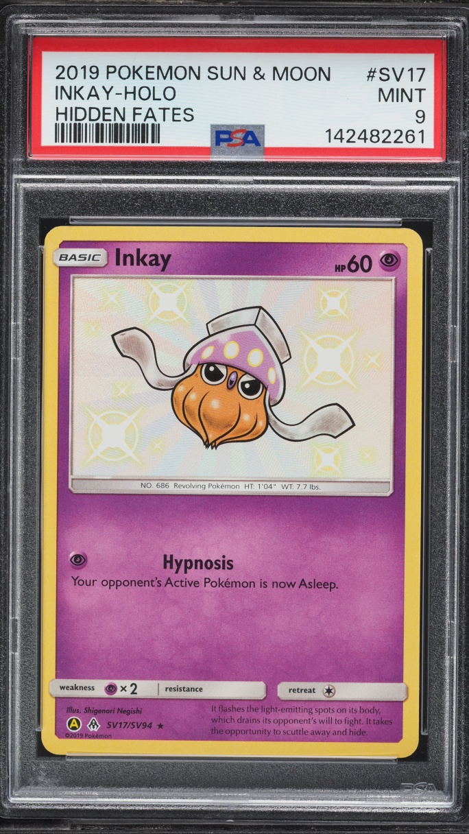 2019 Pokemon Sun & Moon Hidden Fates Shiny Inkay #SV17 PSA 9 MINT