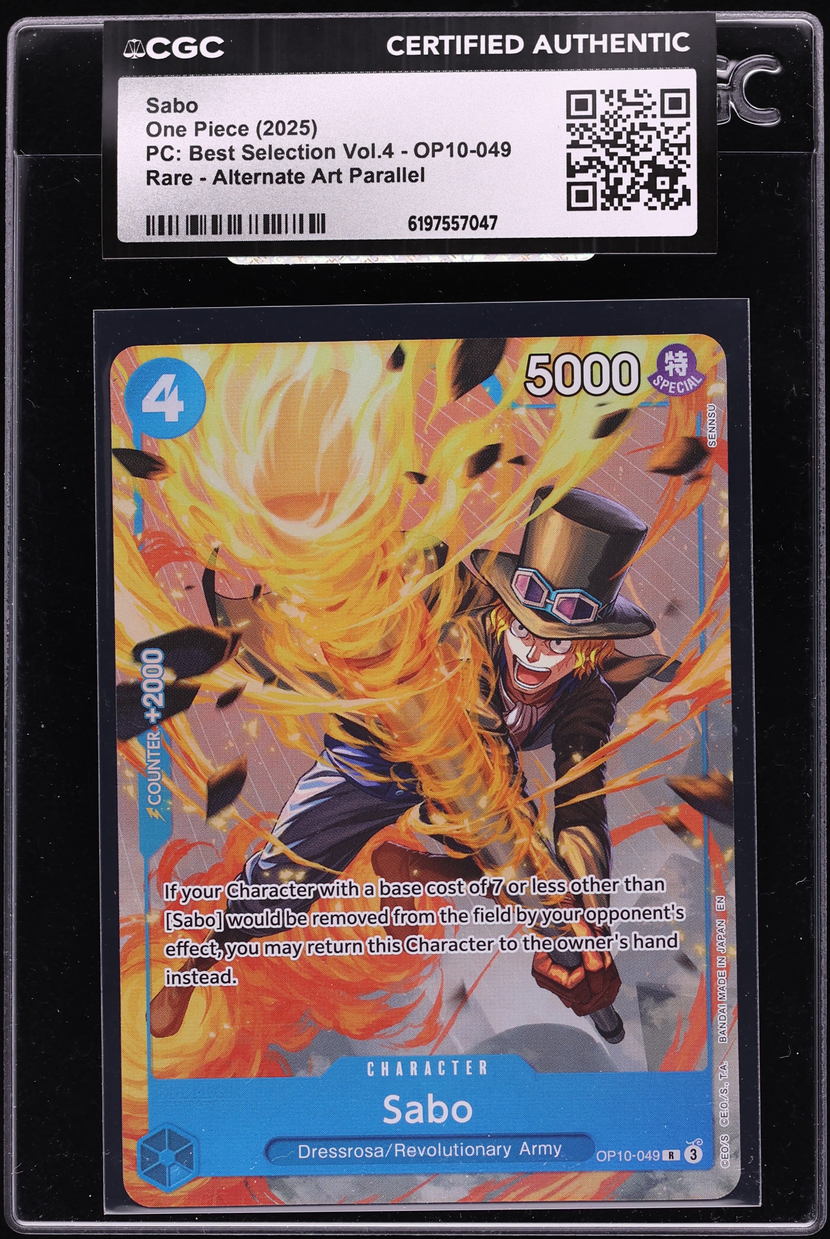 2025 One Piece Premium Best Selection Vol. 4 Alt Art Sabo #OP10-049 CGC AUTH