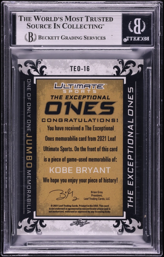 2021 Leaf Exceptional One's GAME USED Finals Trophy PATCH 1/1 Kobe Bryant BGS 9 MINT - Photo 2