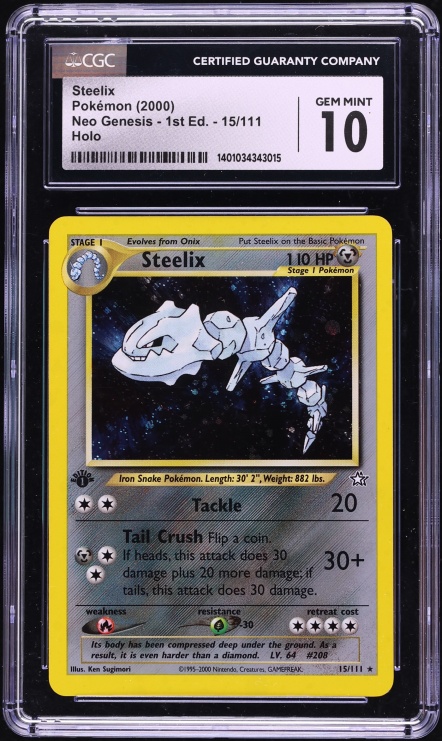 2000 Pokemon Neo Genesis 1st Edition Holo Steelix #15 CGC 10 GEM MINT