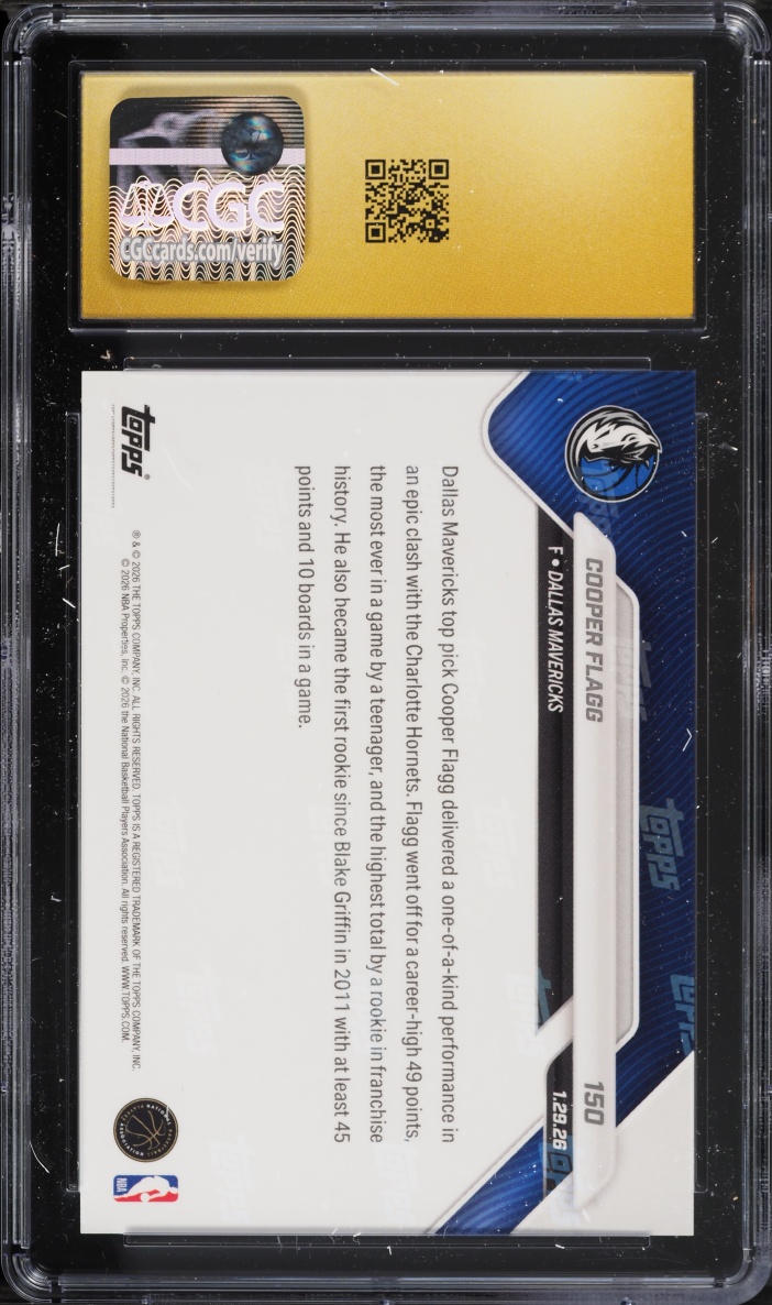 2025 Topps Now Cooper Flagg ROOKIE #150 CGC 10 PRISTINE