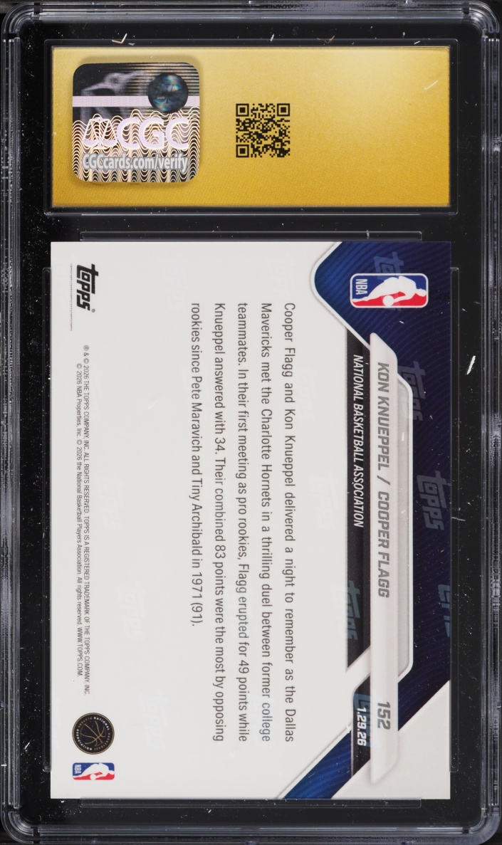 2025 Topps Now Kon Knueppel Cooper Flagg ROOKIE #152 CGC 10 PRISTINE