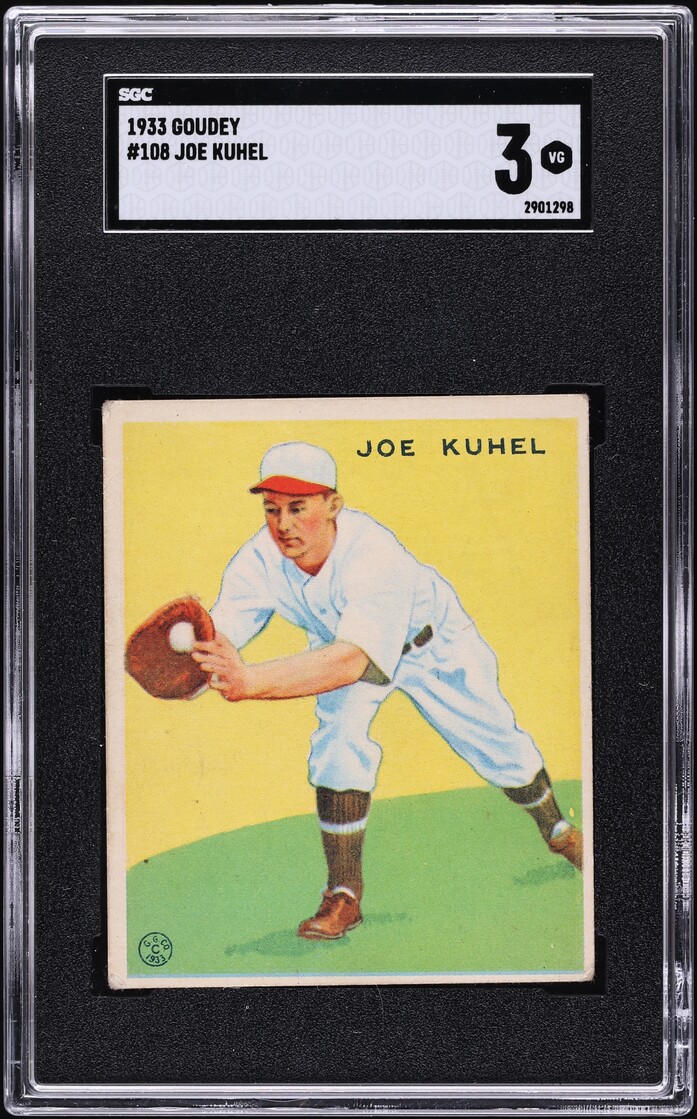 1933 Goudey Joe Kuhel ROOKIE #108 SGC 3 VG