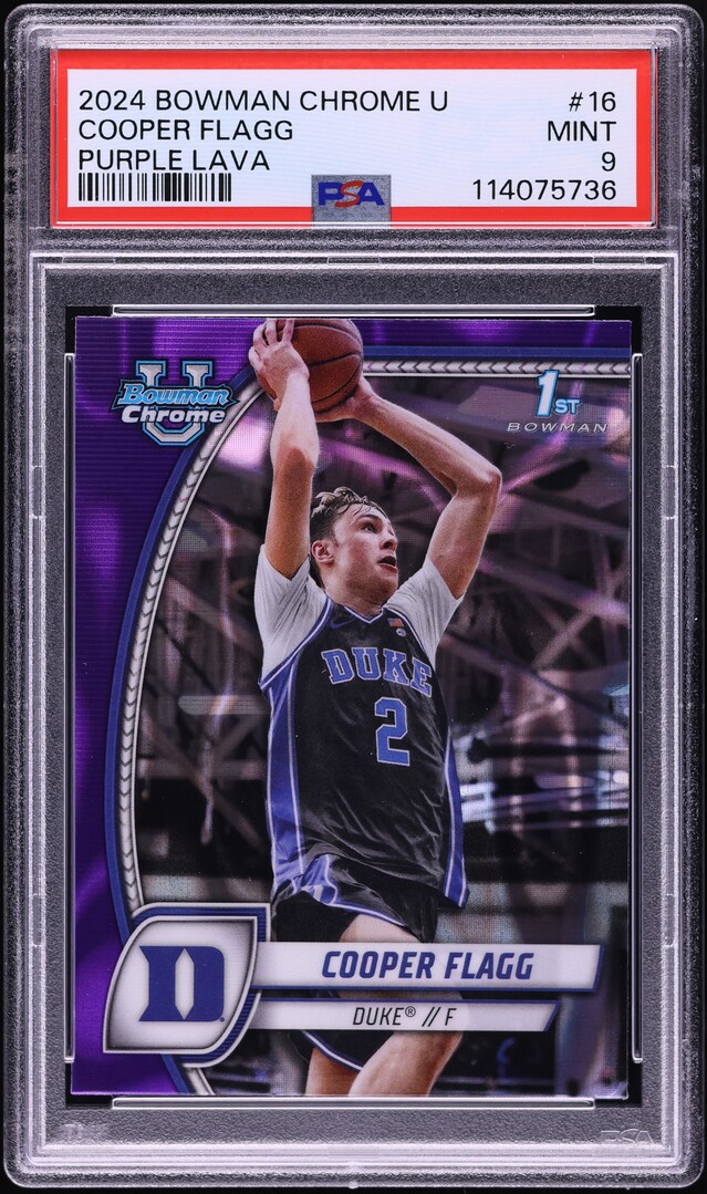 2024 Bowman Chrome University Purple Lava Cooper Flagg ROOKIE #16 PSA 9 MINT