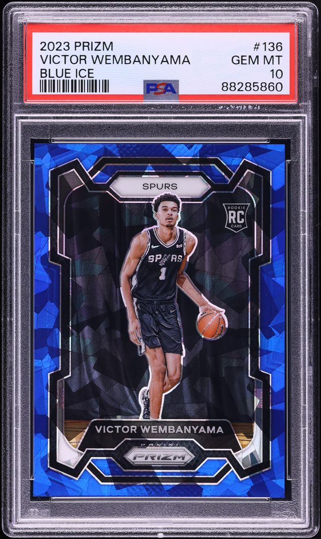2023 Panini Prizm Blue Ice Victor Wembanyama ROOKIE /125 #136 PSA 10 GEM MINT