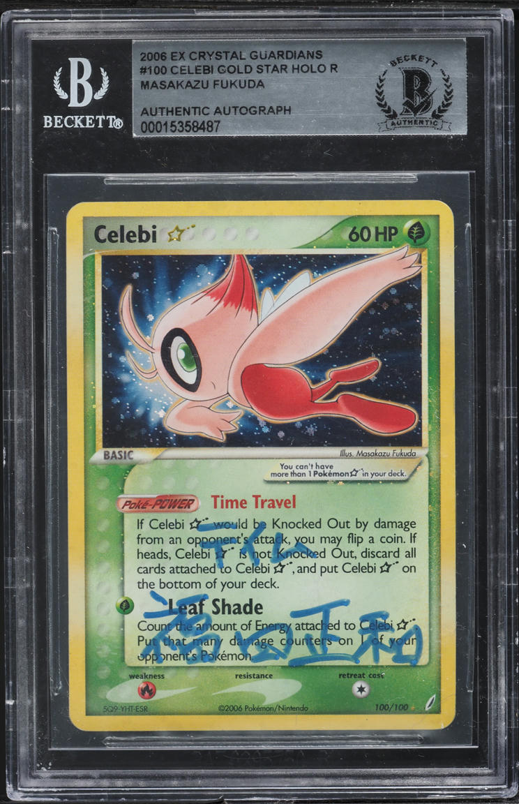 2006 Pokemon EX Crystal Guardians Holo Celebi Gold Star AUTO #100 BAS BGS AUTH