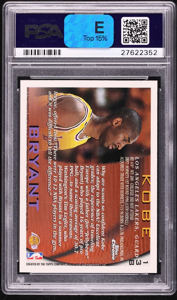 1996 Topps Chrome Kobe Bryant ROOKIE #138 PSA 10 GEM MINT