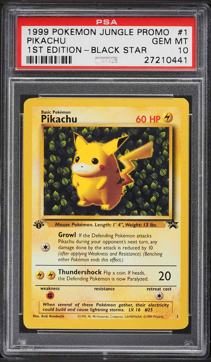 1999 Pokemon Jungle Black Star Promo 1st Edition Pikachu #1 PSA 10