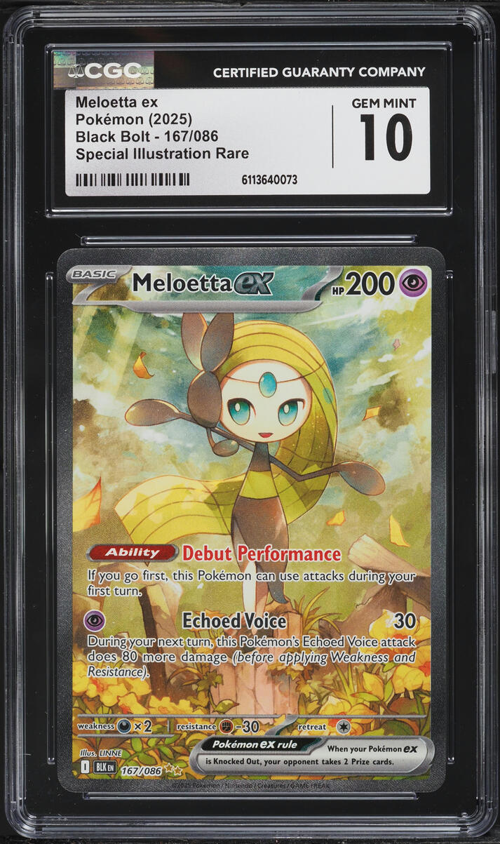 2025 Pokemon Scarlet & Violet Black Bolt SIR Meloetta ex #167 CGC 10 GEM MINT