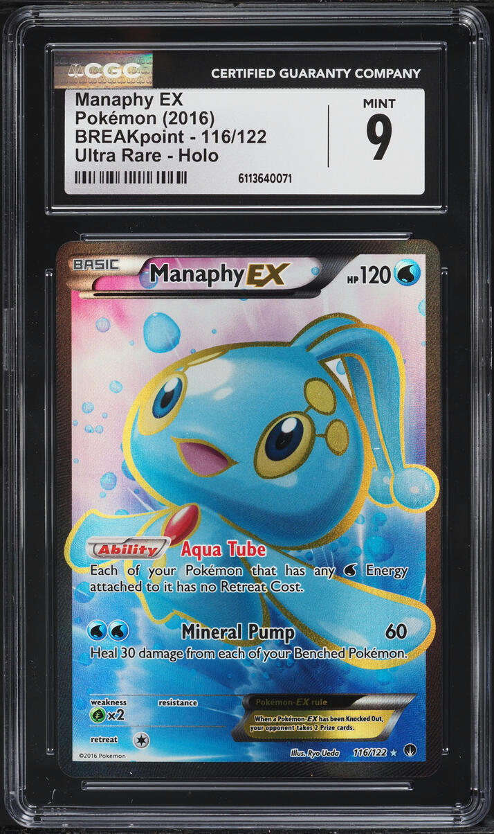2016 Pokemon XY BREAKpoint Full Art Manaphy EX #116 CGC 9 MINT