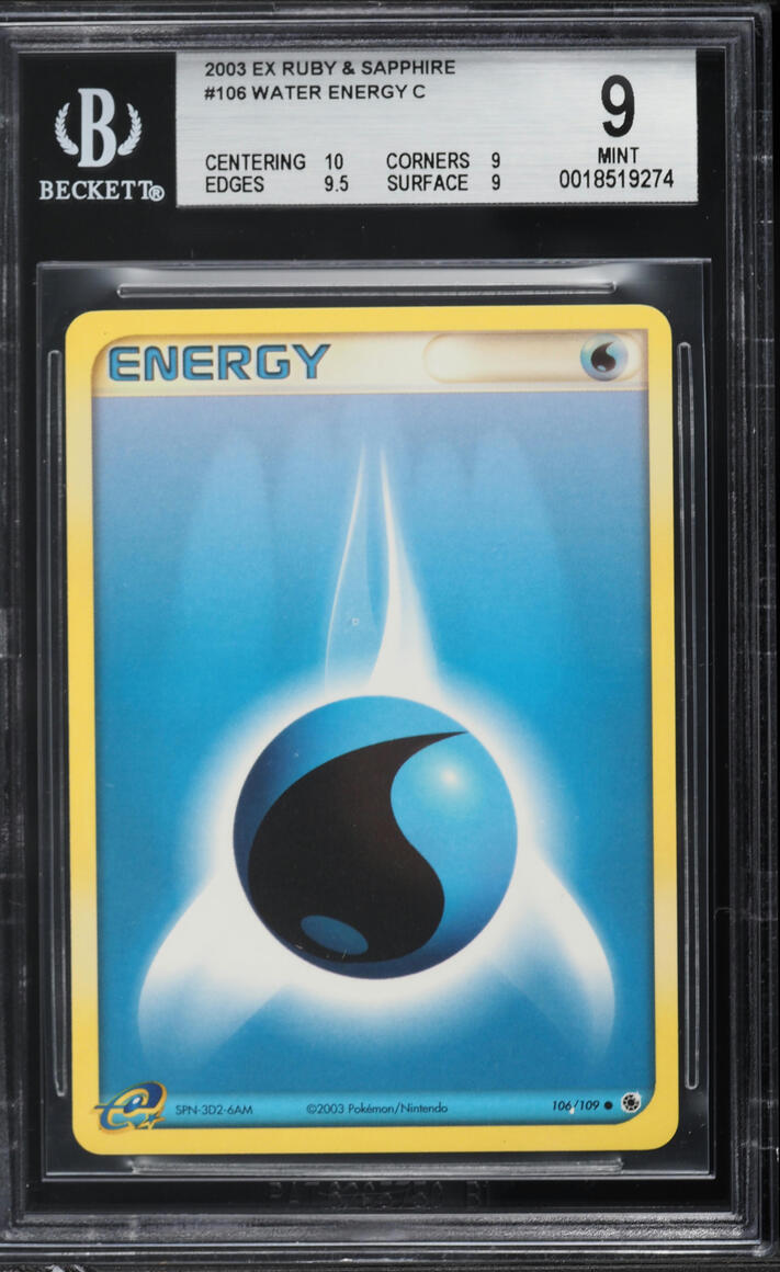 2003 Pokemon EX Ruby & Sapphire Water Energy #106 BGS 9 MINT