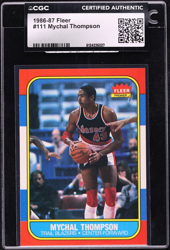1986 Fleer Basketball Mychal Thompson #111 CGC AUTH