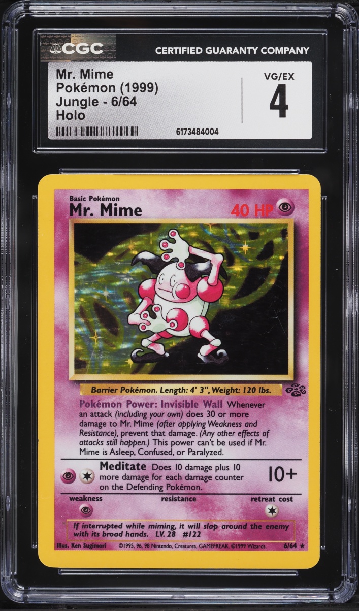 1999 Pokemon Jungle Holo Mr. Mime #6 CGC 4 VGEX