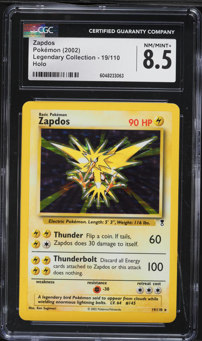 2002 Pokemon Legendary Collection Holo Zapdos #19 CGC 8.5 NM-MT+
