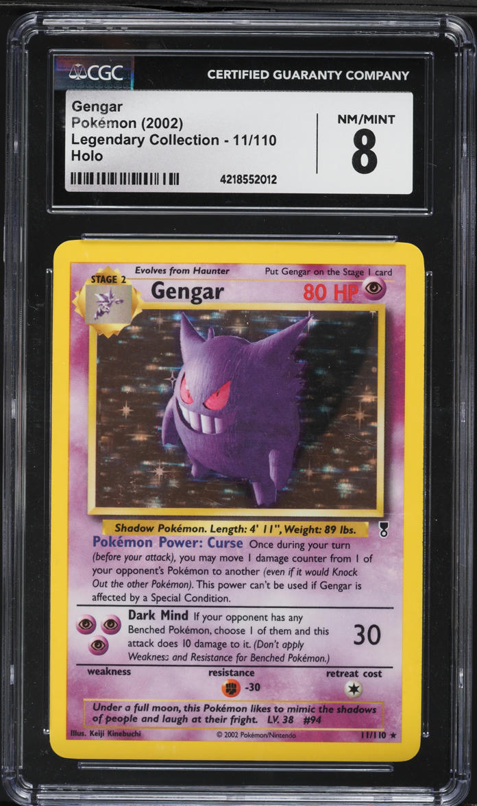 2002 Pokemon Legendary Collection Holo Gengar #11 CGC 8 NM-MT
