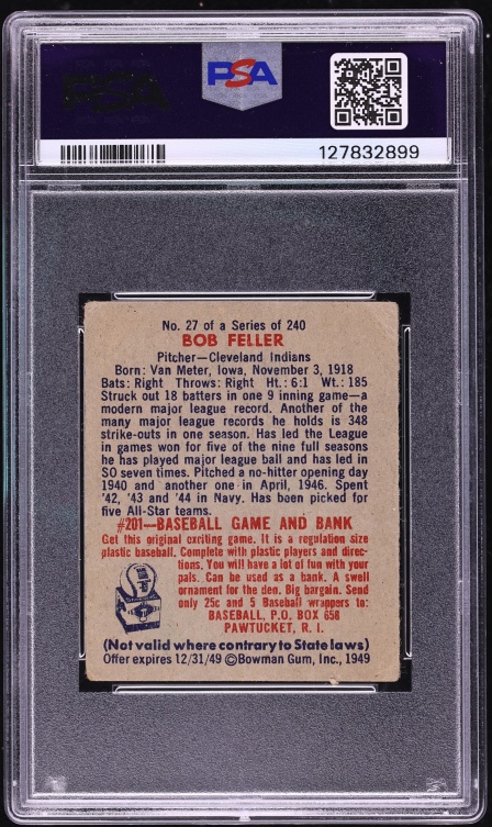 1949 Bowman Bob Feller #27 PSA 1 PR