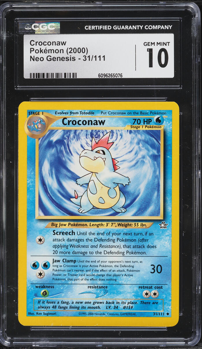 2000 Pokemon Neo Genesis Croconaw #31 CGC 10 GEM MINT