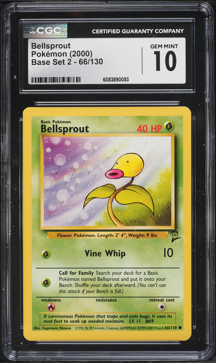 2000 Pokemon Base Set 2 Bellsprout #66 CGC 10 GEM MINT