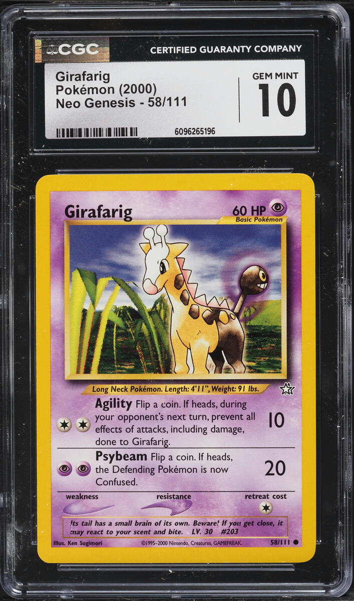 2000 Pokemon Neo Genesis Girafarig #58 CGC 10 GEM MINT