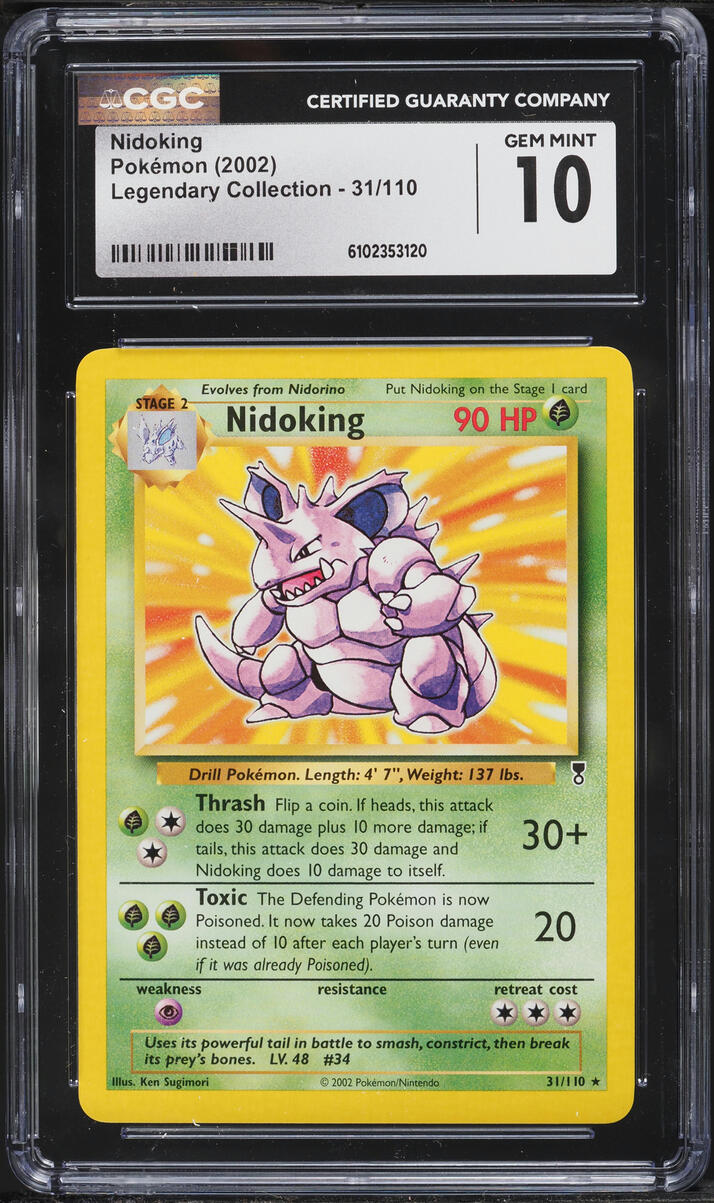 2002 Pokemon Legendary Collection Nidoking #31 CGC 10 GEM MINT