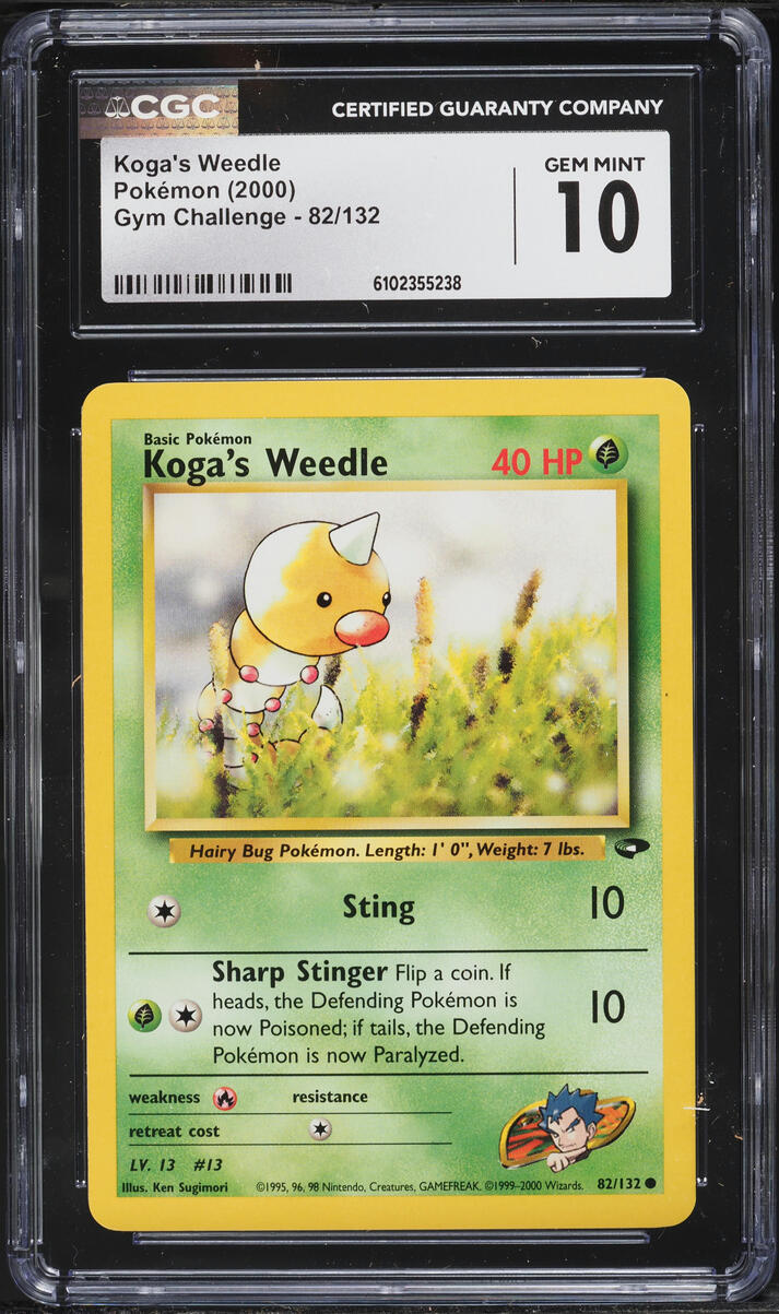 2000 Pokemon Gym Challenge Koga's Weedle #82 CGC 10 GEM MINT
