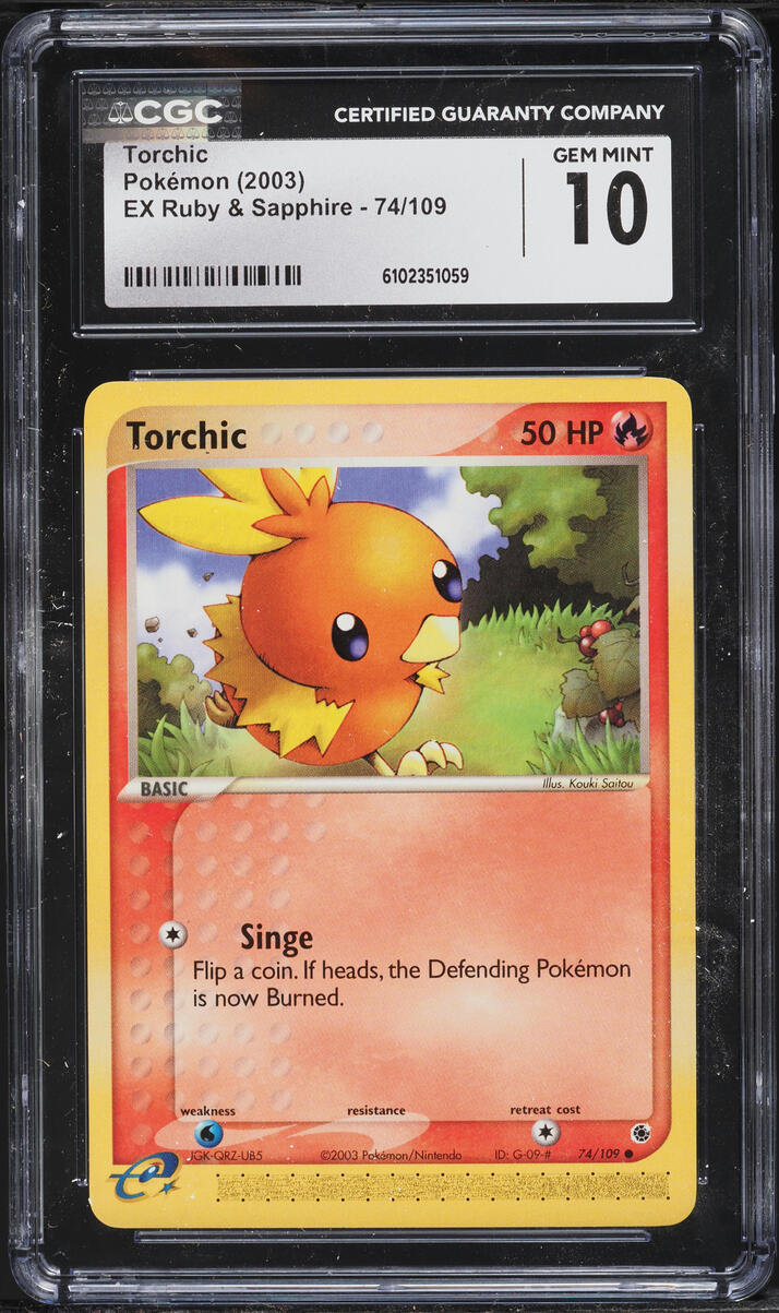 2003 Pokemon EX Ruby & Sapphire Torchic #74 CGC 10 GEM MINT