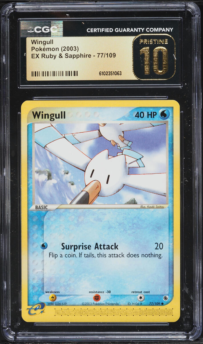 2003 Pokemon EX Ruby & Sapphire Wingull #77 CGC 10 PRISTINE