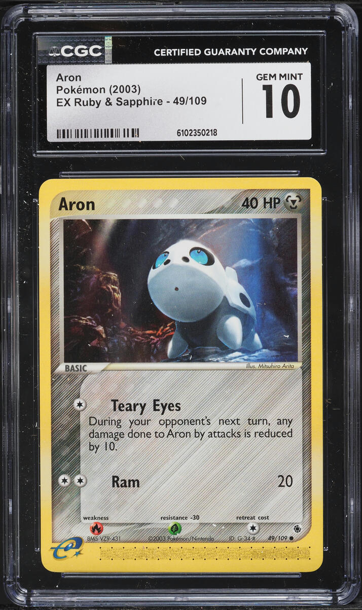 2003 Pokemon EX Ruby & Sapphire Aron #49 CGC 10 GEM MINT