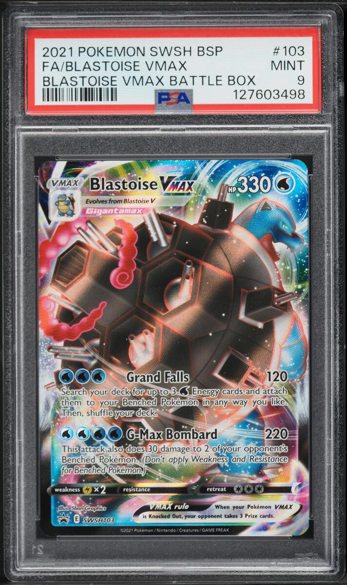 2021 Pokemon Sword & Shield Promo VMAX Battle Box Full Art Blastoise VMAX #SWSH103 PSA 9 MINT