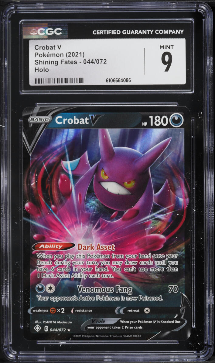 2021 Pokemon Sword & Shield Shining Fates Holo Crobat V #44 CGC 9 MINT