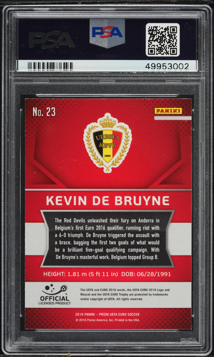 2016 Panini Prizm UEFA Kevin De Bruyne ROOKIE #23 PSA 9 MINT