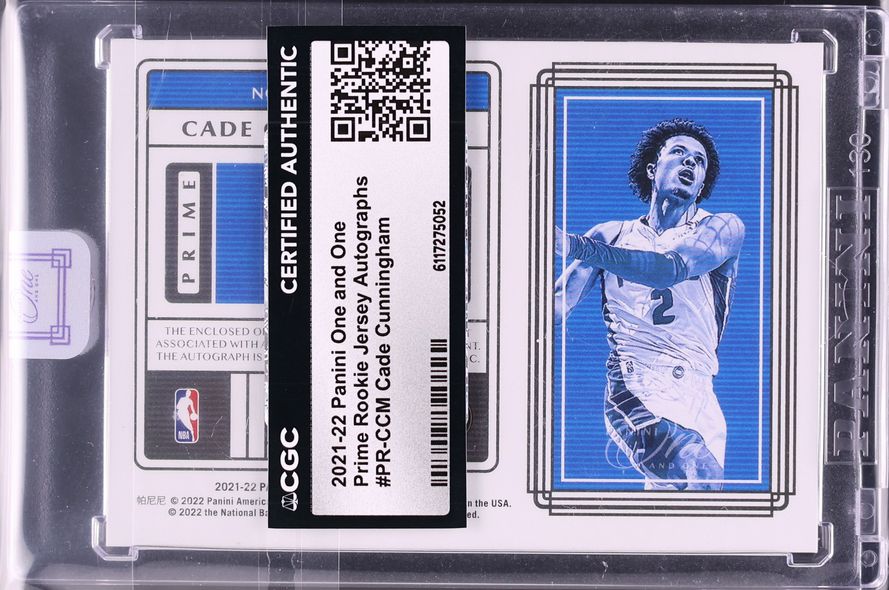 2021 Panini One And One Prime Cade Cunningham ROOKIE PATCH AUTO /99 #PR-CCM CGC AUTH