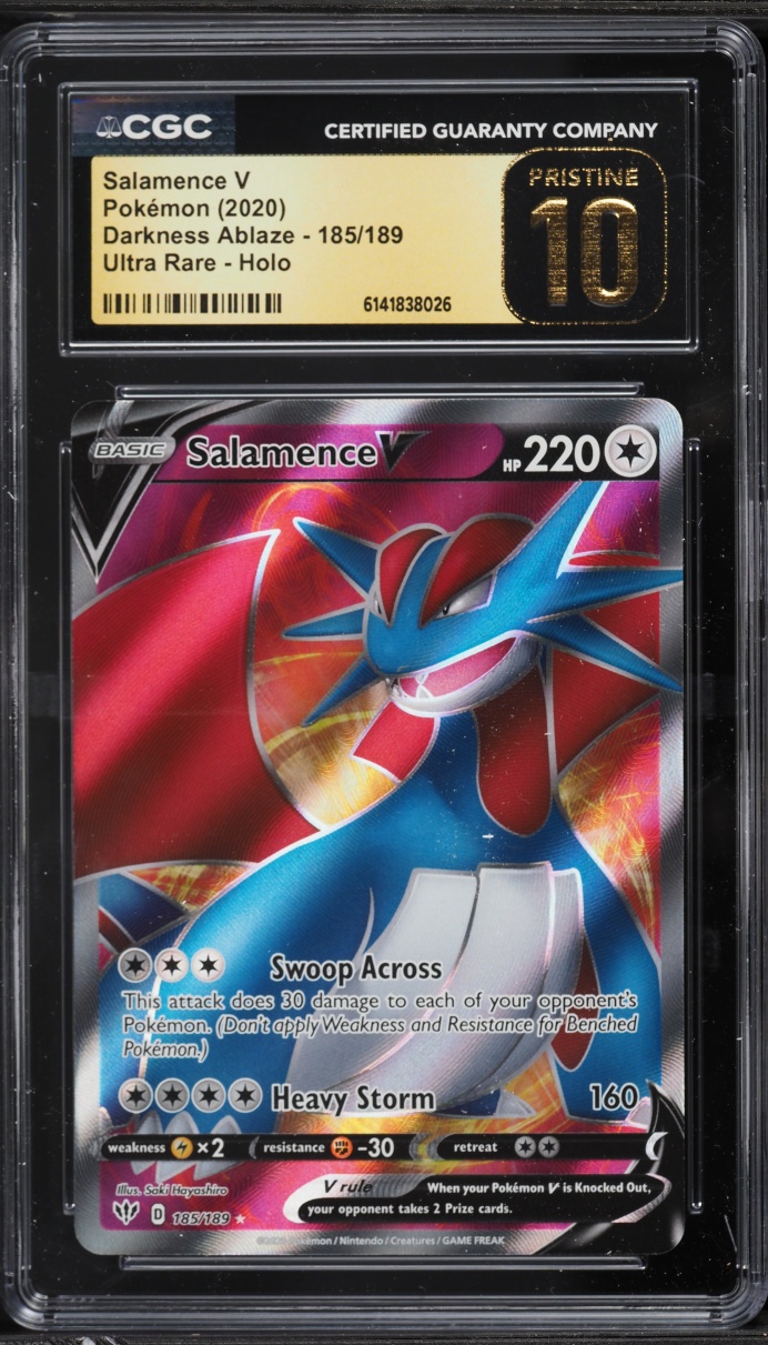 2020 Pokemon Sword & Shield Darkness Ablaze Full Art Salamence V #185 CGC 10 PRISTINE