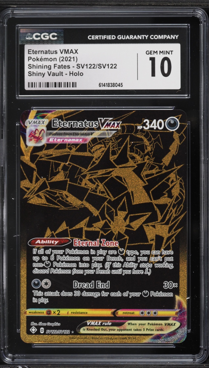 2021 Pokemon Sword & Shield Shining Fates Shiny Vault Full Art Eternatus VMAX #SV122 CGC 10 GEM
