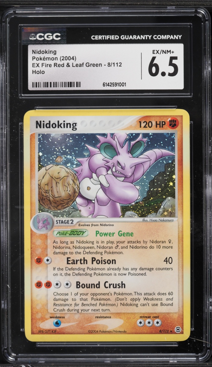2004 Pokemon EX FireRed & LeafGreen Holo Nidoking #8 CGC 6.5 EXMT+