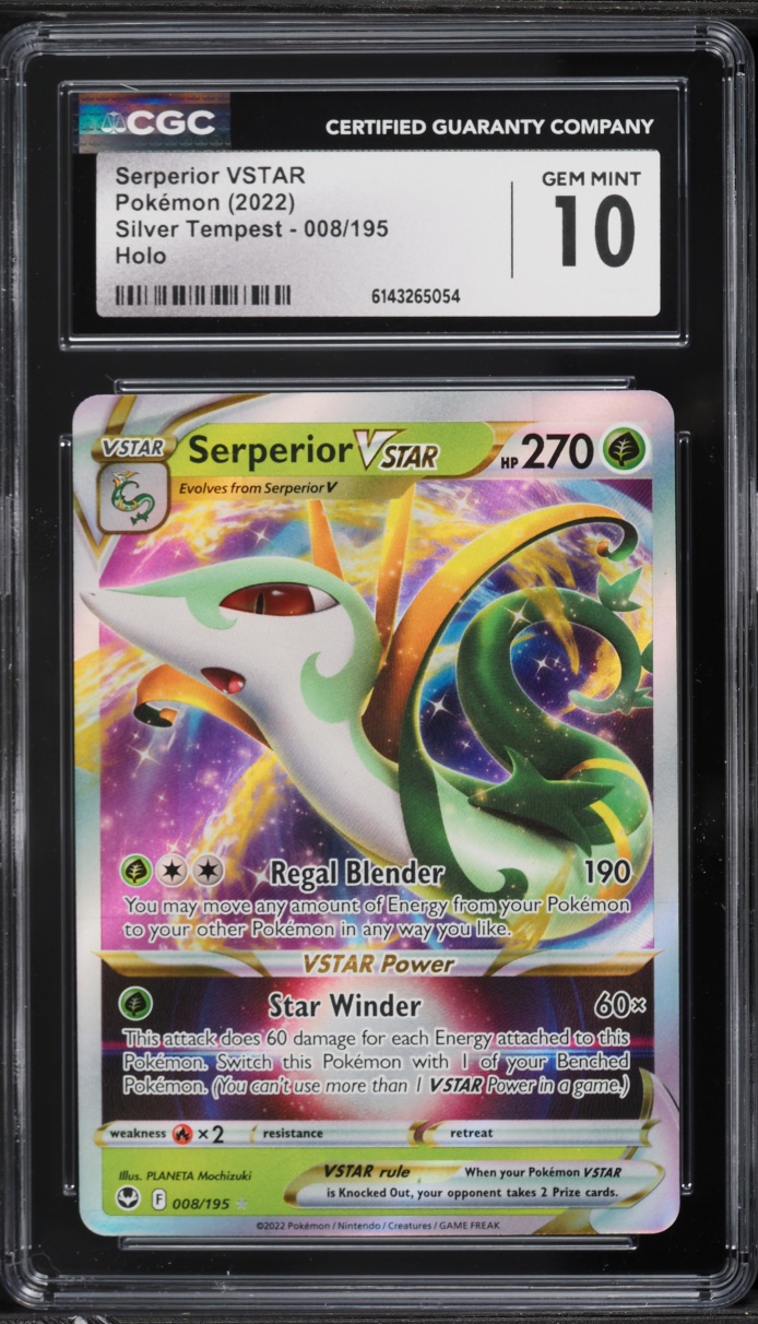 2022 Pokemon Sword & Shield Silver Tempest Holo Serperior VSTAR #8 CGC 10 GEM MINT