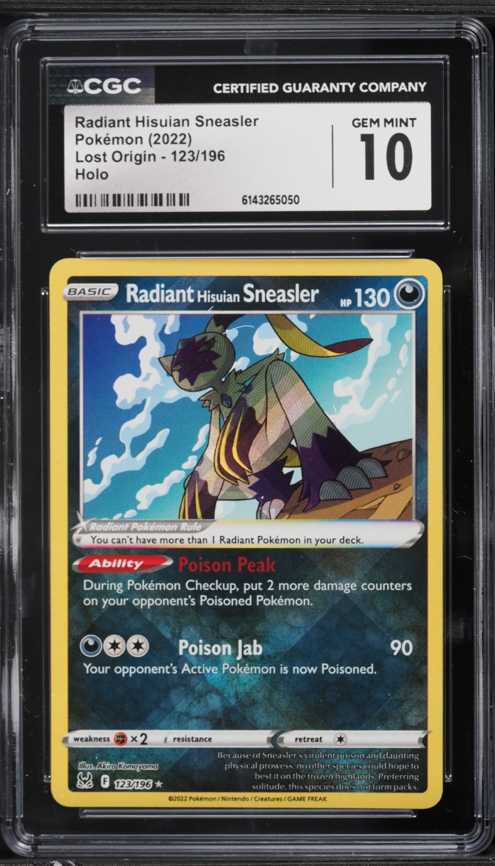 2022 Pokemon Sword & Shield Lost Origin Holo Radiant Hisuian Sneasler #123 CGC 10 GEM MINT