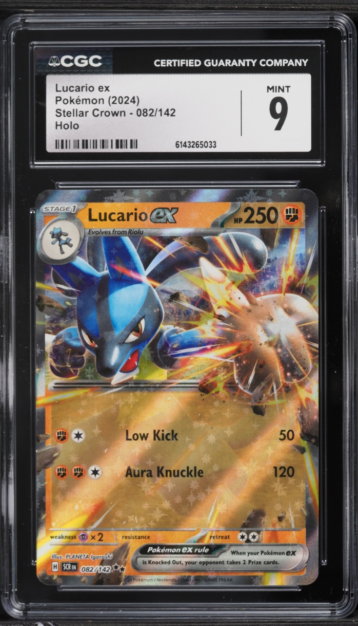 2024 Pokemon Scarlet & Violet Stellar Crown Holo Lucario EX #82 CGC 9 MINT