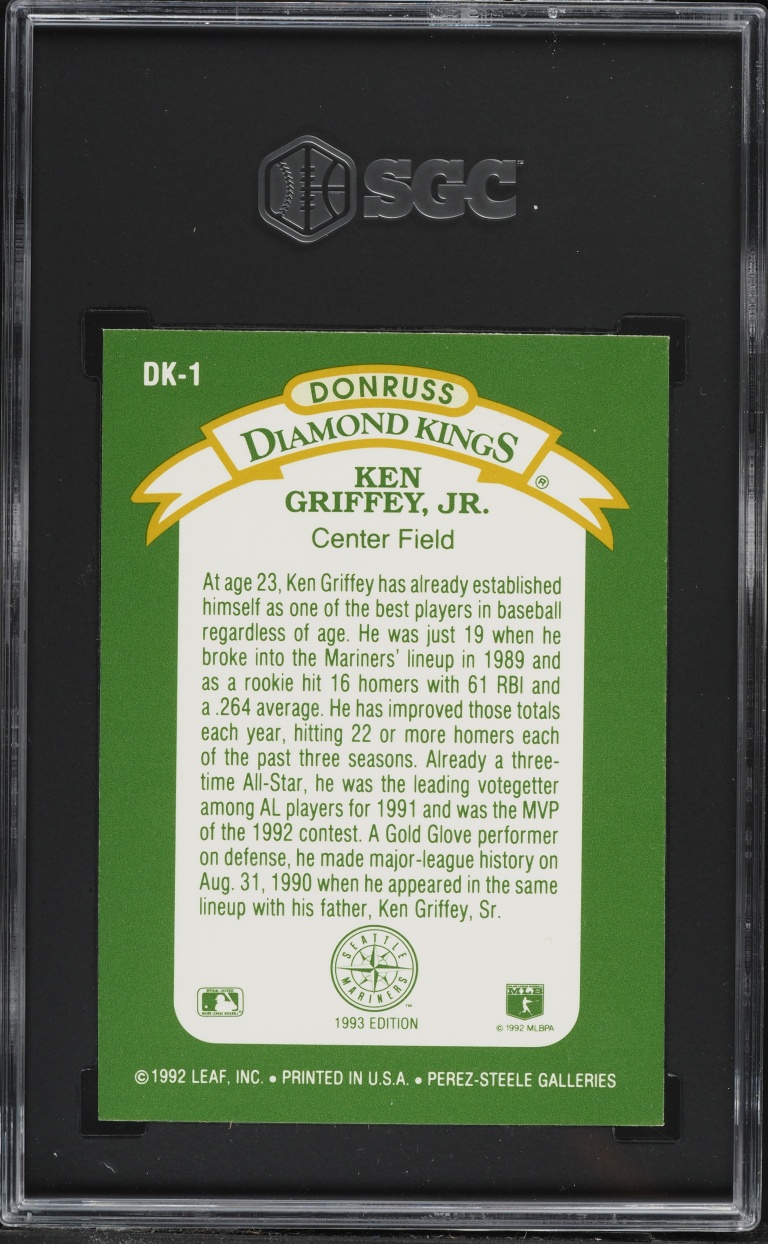 1993 Donruss Diamond Kings Ken Griffey Jr. #DK-1 SGC 7 NRMT