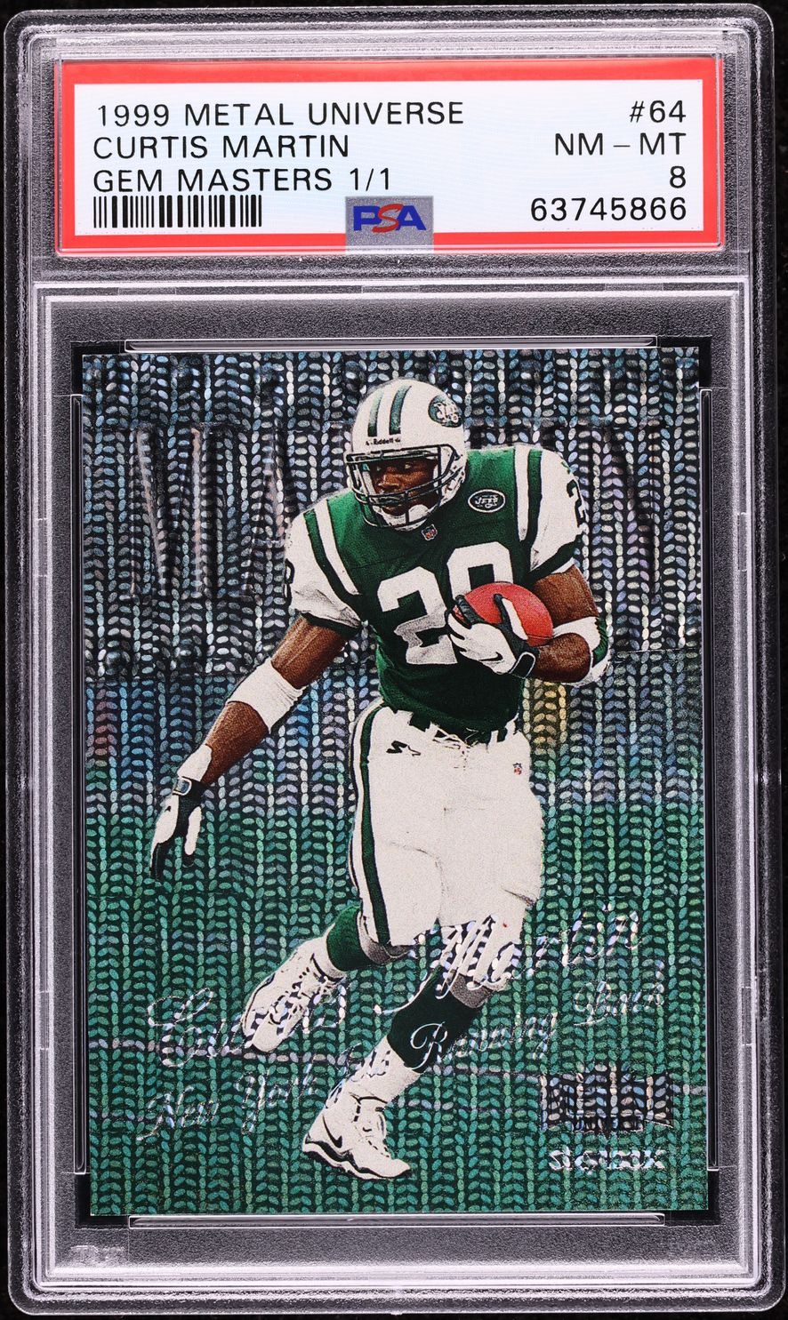 1999 Metal Universe Gem Masters Curtis Martin 1/1 #64 PSA 8 NM-MT