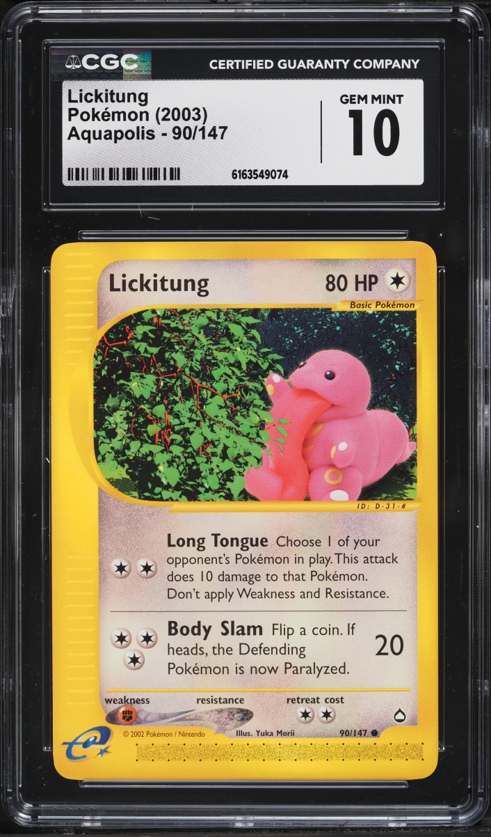 2003 Pokemon Aquapolis Lickitung #90 CGC 10 GEM MINT