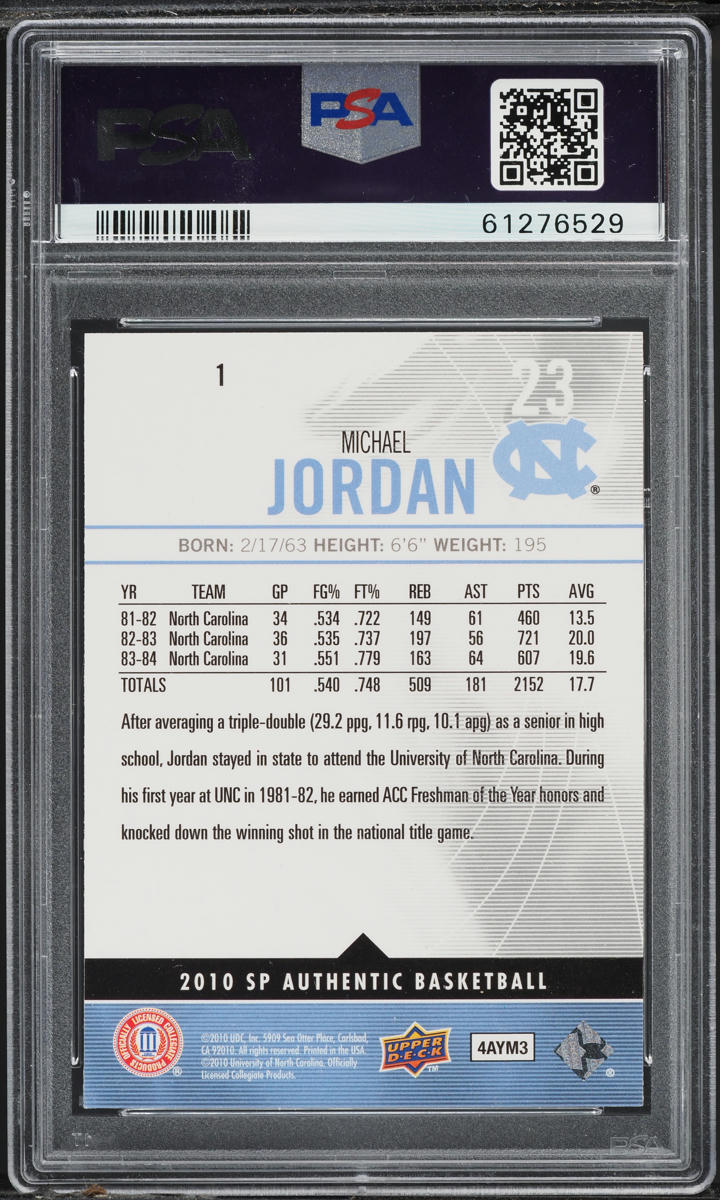 2010 SP Authentic Michael Jordan #1 PSA 9 MINT