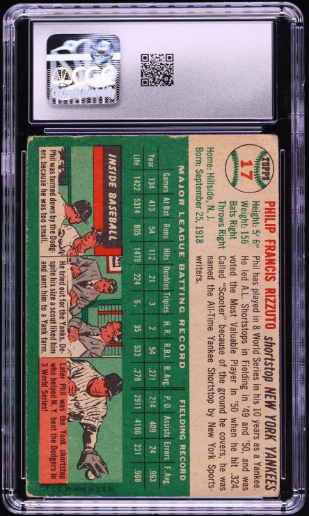 1954 Topps Phil Rizzuto #17 CGC 2.5 GD+