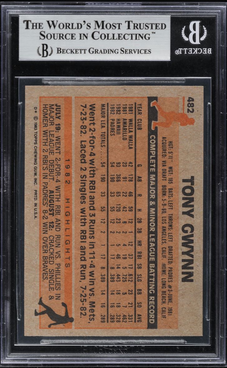 1983 Topps Tony Gwynn ROOKIE #482 BGS 8.5 NM-MT+