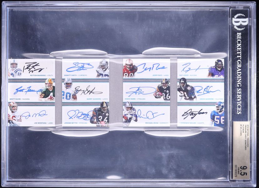 2016 National Treasures 12 Player Platinum Rice Taylor Montana Manning Sanders AUTO 1/1 BGS 9.5 - Photo 1