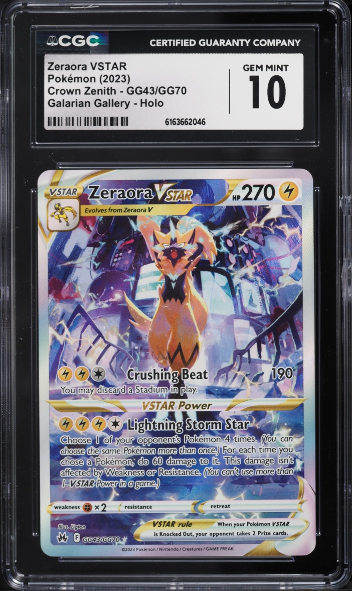 2023 Pokemon SWSH Crown Zenith Galarian Gallery Alt Art Zeraora VSTAR #GG43 CGC 10 GEM MINT