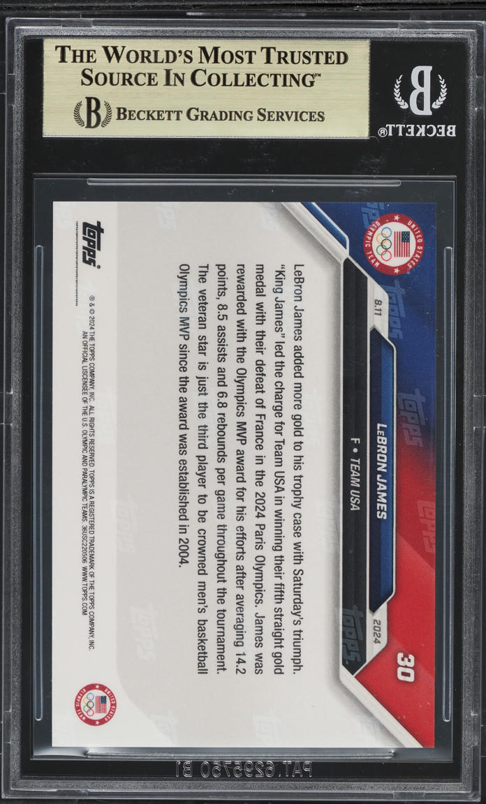 2024 Topps Now Olympic Games LeBron James #30 BGS 10 PRISTINE