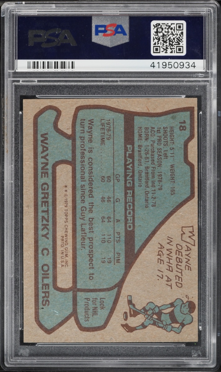 1979 Topps Hockey Wayne Gretzky ROOKIE #18 PSA 8 NM-MT